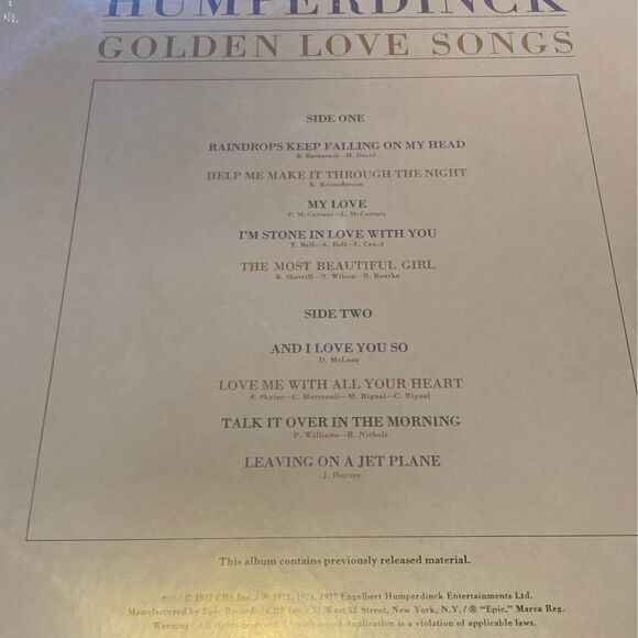 Engelbert Humperdink Love Songs Full Length LP Album Sealed New in Package! - Picture 3 of 3